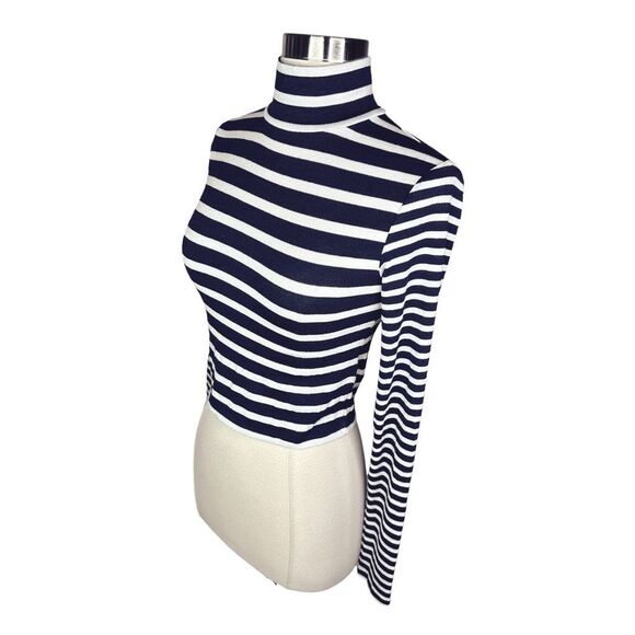 rag & bone The Knit Stripe Cropped Turtleneck Top - Size XS - Picture 3 of 6